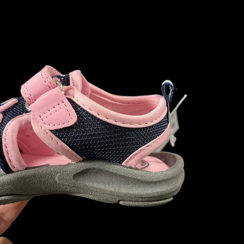 OshKosh Toddler Girls Fisherman Sport Sandals‎ Size 9 Pink Navy Blue Washable